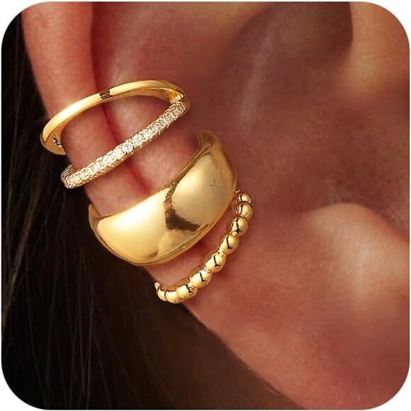 Jewelry - Sterling Silver Ear Cuffs Non Piercing 3 Pack Clip On Hypoallergenic Jewelry